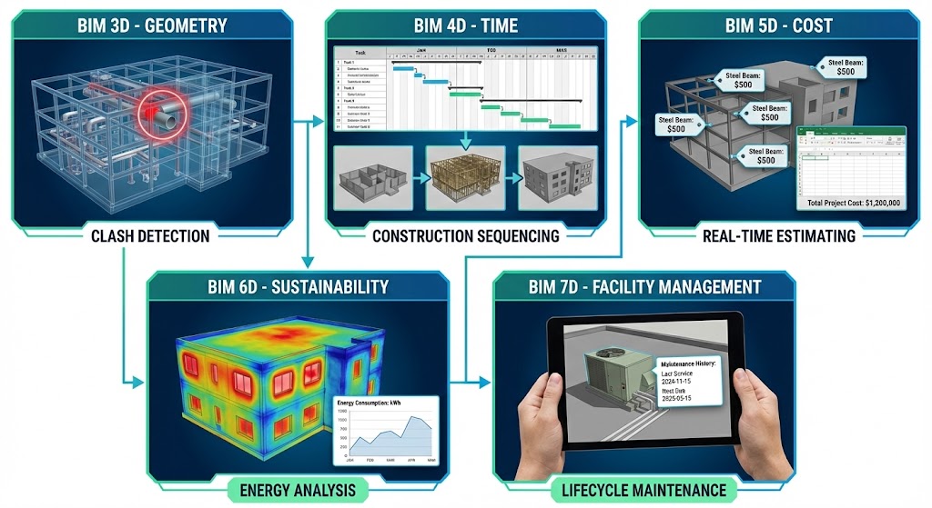 Các chiều của BIM: Giải thích chi tiết từ 3D đến 7D